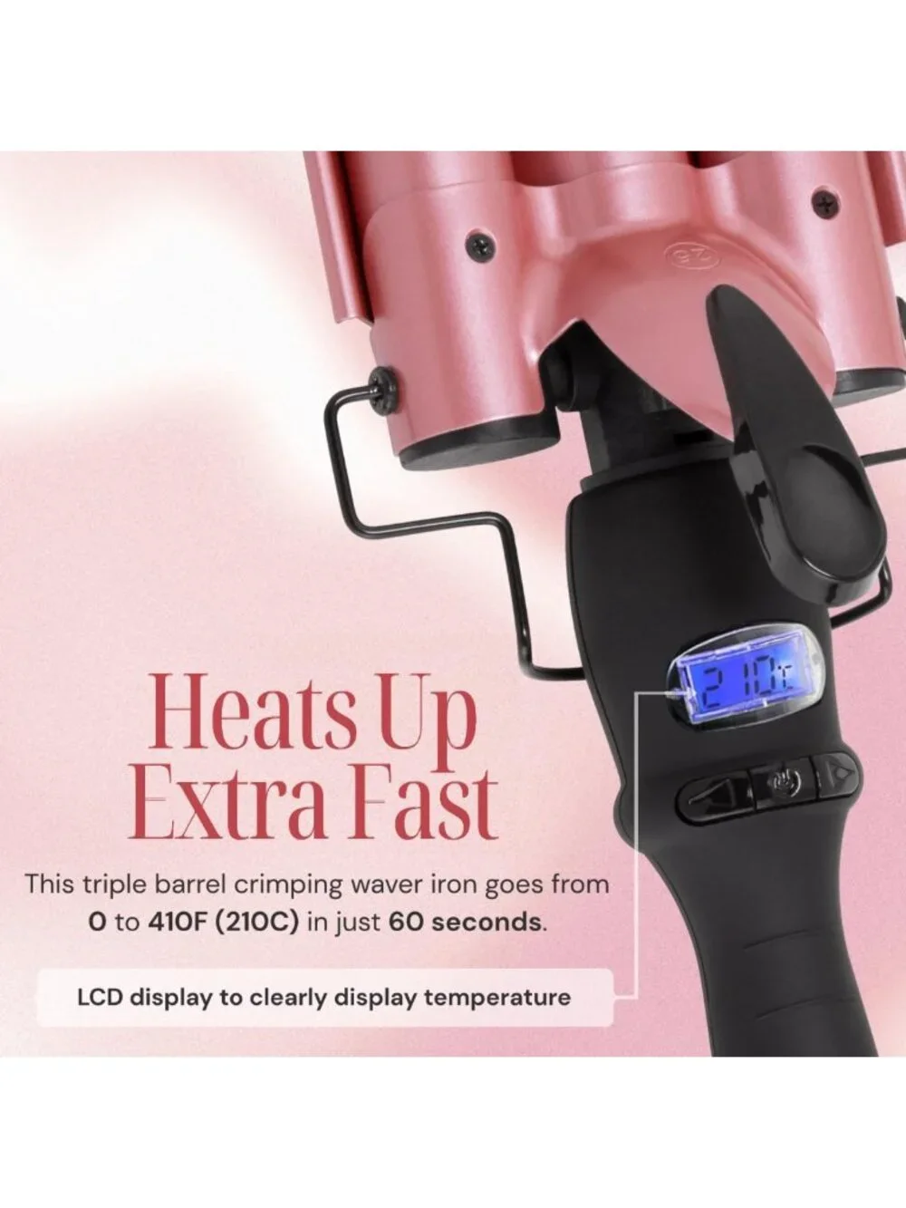 Triple Barrel Curling Iron Wand - 1 Inch Ceramic Hair Waver with LCD Display